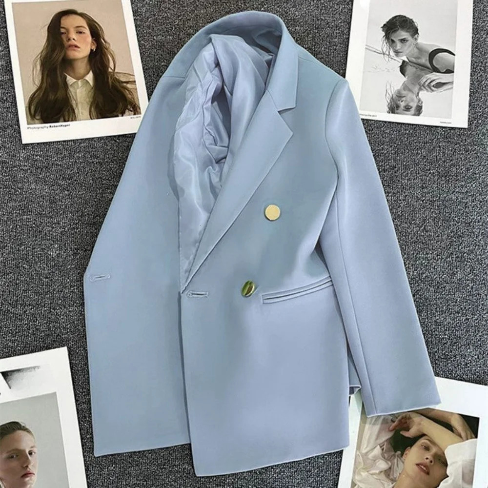 Womens Suit Coat Elegant Sports Casual Blazer Korean Fashion Jacket Autumn Solid Color Office Ladies Clothing Basic 241209