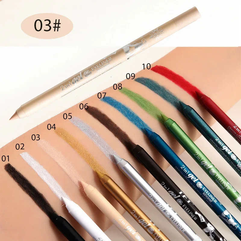 Waterproof Eyeliner Gel Pencil Red Brown White Ultra-slim Soft Easy Wear High Pigment Lip Liner Professional Lasting Eyes Makeup 241209