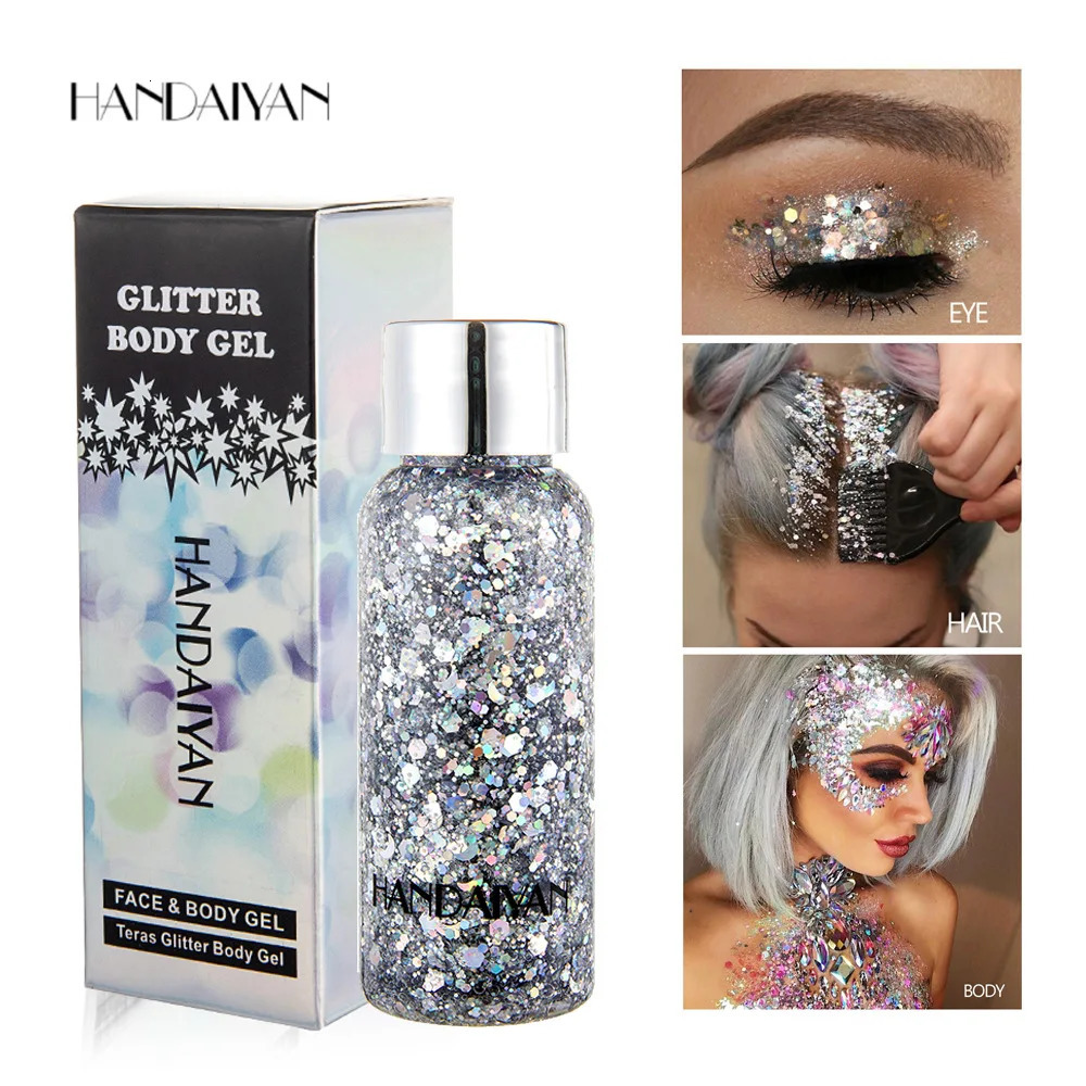 Liquid Glitter Gel Body Glitter Gel Sequins Face Eyes Hair Prom Party Mermaid Scales Not Easy To Take Off Makeup Accessories 241209