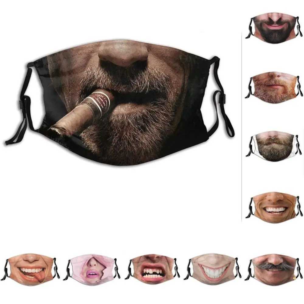 3pcsFacial Expression 3D Three-dimensional Mask Personality Printed Funny Printed Mask Cotton Imitation Party Cosplay Mask GiftsXJ241209