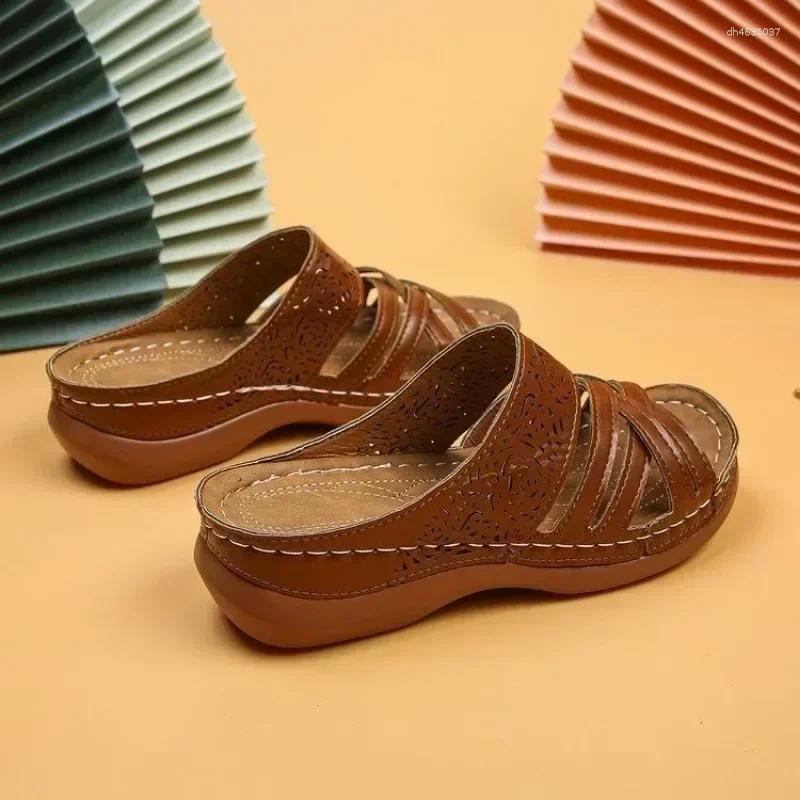 Sandals Women Summer Shoes Elegant Low Heels Slippers atos Mujer Wedge Heeled Female zhanyishengli