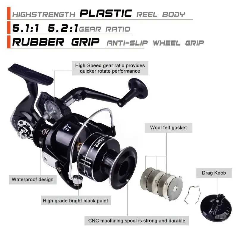 12+1BB High Speed Rock Fishing Wheel All Metal Spool Spinning Reel Line Spool Carp Fishing ReelXJ241209