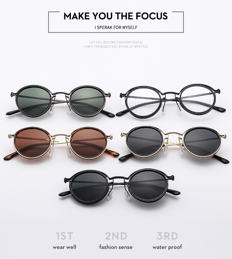 Fashion men's round metal full rim glasses personalised deconstructed glasses suitable for travelling and taking photos