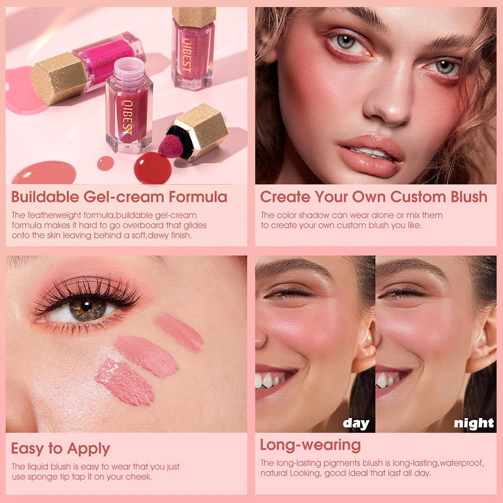 QI Cheek Rouge Silky Smooth Brighten Skin Multi-use Natural Cheek Tint Blush Face Makeup Liquid Blush Face Blusher Cream 241209