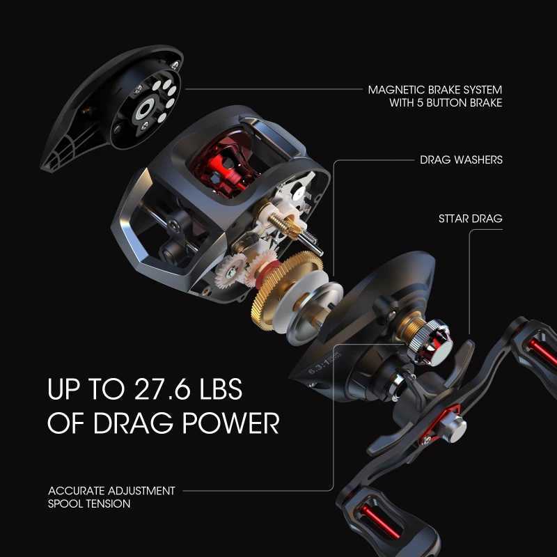 Lixada 12+1 Ball Bearings Baitcasting Reel Fishing Fly High Speed Fishing Reel with Brake SystXJ241209