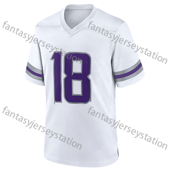 Football Jersey #18 White Polyester V-Neck Embroidered Letter & Number, Men's Athletic Tops for Training & Outdoor Activities, Loose Fit Adult Un