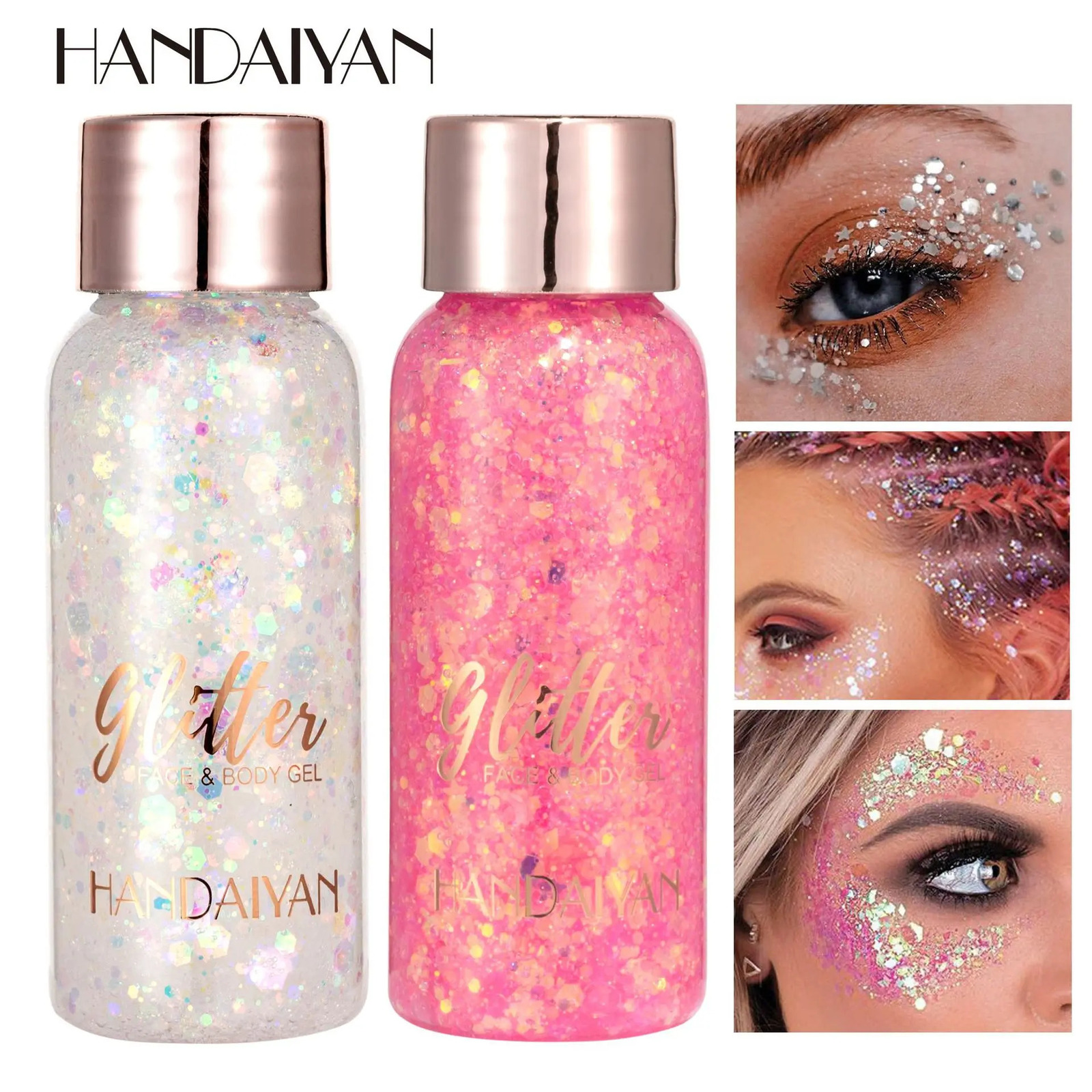 Handaiyan Eye Glitter Nail Hair Body Face Stickers Gel Art Loose Sequins Cream Diamond Jewels Rhinestones Makeup Party Festival 241209