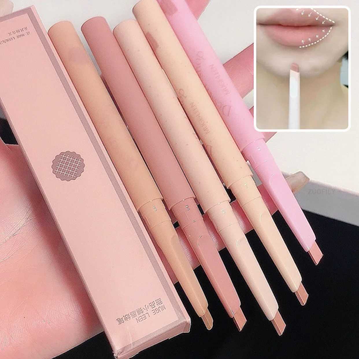 Matte Lip Liner Pen Long Lasting Contour Lipstick Non-stick Waterproof Smooth Velvet Lipliner Pencil Nude Pink Lip Tint MakeupXJ241209