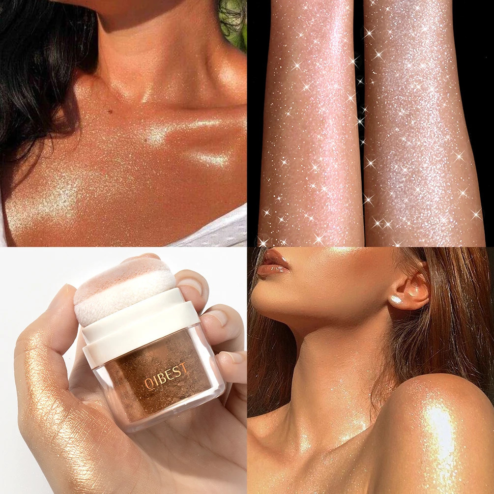 Diamond Glitter Highlighter Powder Shiny Pearlescent High Gloss Illuminating Powder Long-Lasting Face Makeup For Body Hair Blush 241209