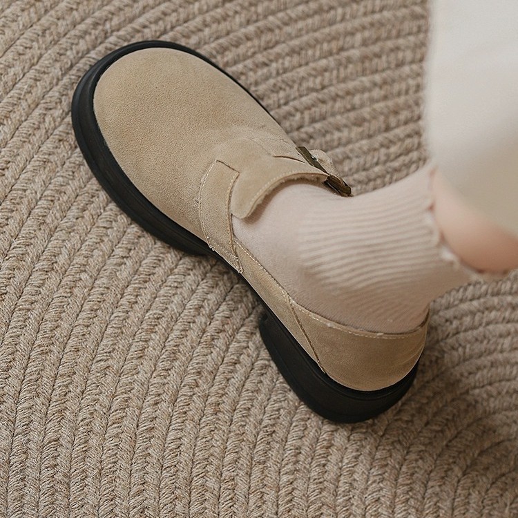 Women Casual Shoes:2025 Spring New Design Simple Leisure Style Thick Sole Retro Loafers Shoes,Khaki/Brown,fashion