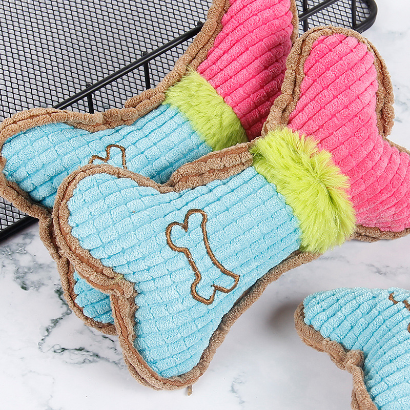 Update 1Pc Dog Squeaky Toys Bones Plush Dogs Chew Toy For Small Medium Breed Puppy Aggressive Chewer Pets Playing Cleaning Teeth