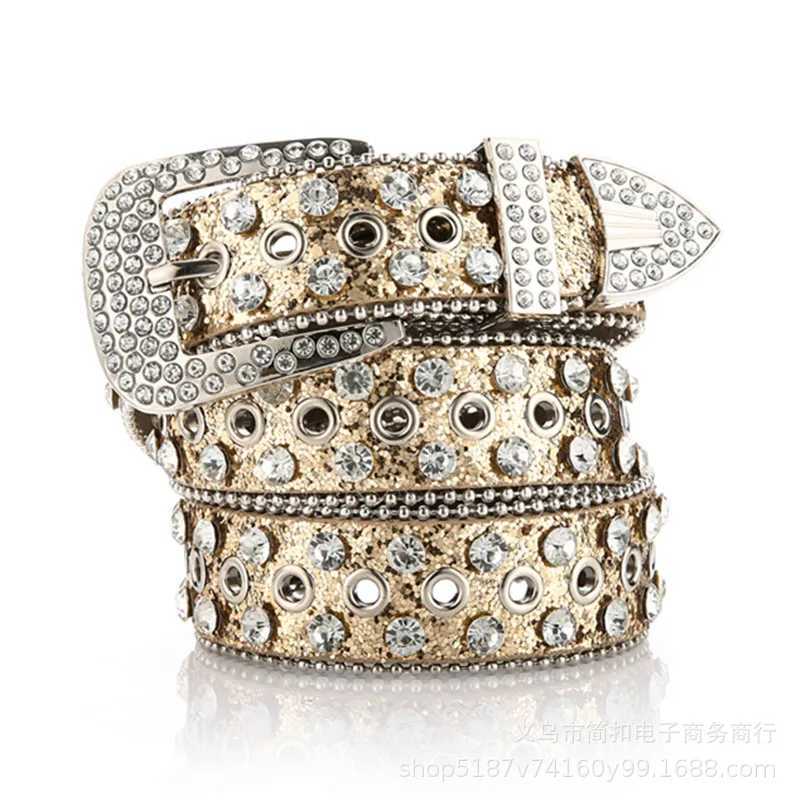 Wholes Wens Water Diamond Wide Belt Water Diamond Inlaid Decoration Fashion Versatile Jeans Street Belt X241209
