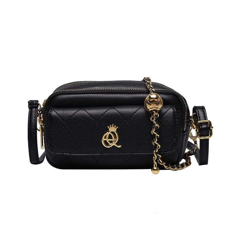 Fashionable fragrant style shoulder cross women's new temperament diamond grid camera simple casual small square bag