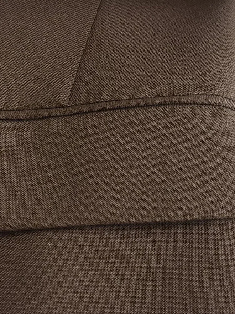 Willshela Women Fashion With Pockets Brown Single Button Blazer Vintage Notched Neck Long Sleeves Female Chic Lady Outfits 241209