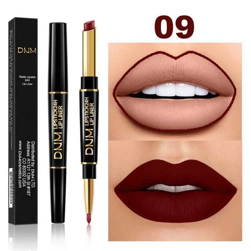 DNM Double-ended Matte Lipstick Pencil Non-stick Cup Long Lasting Lipstick Lip Liner Waterproof 2 In 1 Lip Stain Pencil MakeupXJ241209