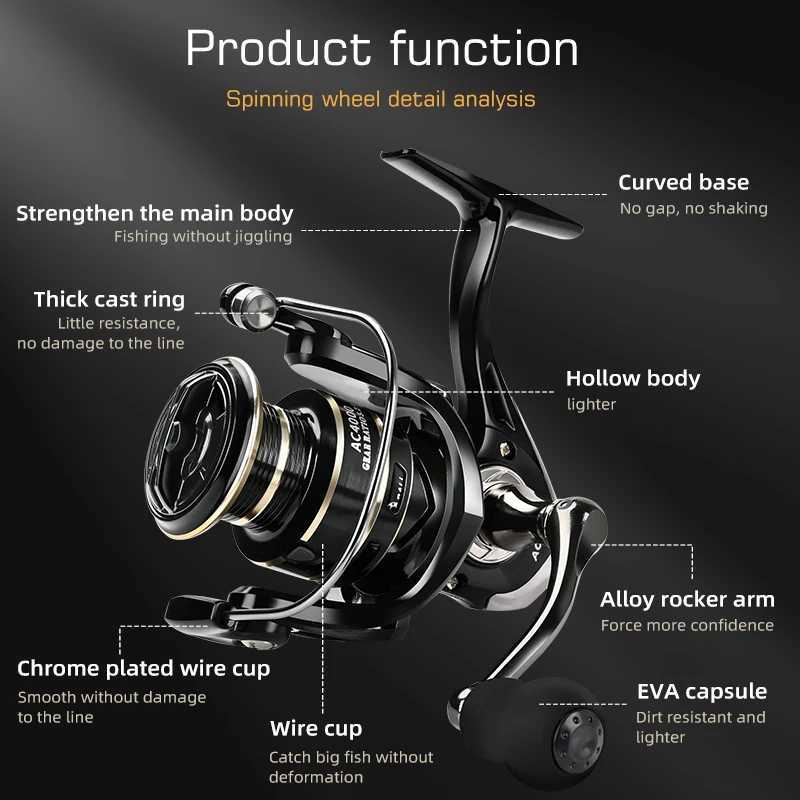 Spinning Reel Max Drag 8KG for Fishing AC3000 4000 5000 Reel Metal Spool Hand Sea Jig Carp Reel Fishing Coil WheelXJ241209