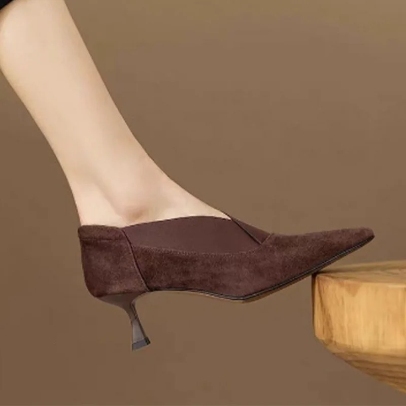 Pointed Toe Women Ankle Boots Suede High Heels Shoes Elegant Sexy Stilettos Women Trend Fashion Pumps Dress Snow Botas Mujer 241209