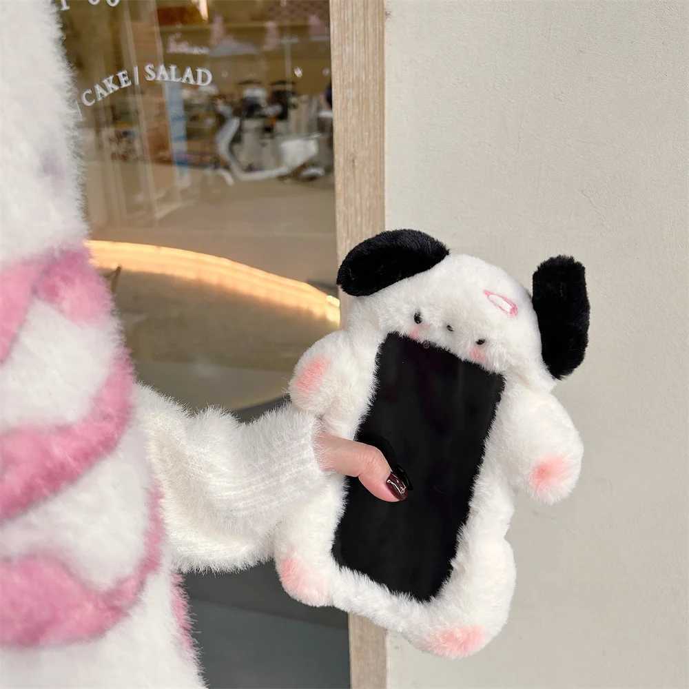New Arrival Cute fluffy rabbit dog phone case suitable for iPhone 15 14 12 Pro Max 15 Pro 11 Warm and soft cartoon cover girl cute phone case Z241209