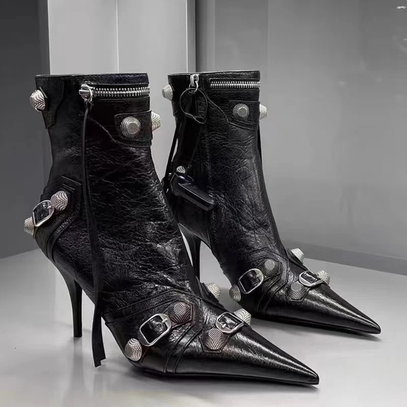 Womens sexy boots Pointed Toe high heels autumn item slim high heels er knee high Zapatos unprinted Chelsea boots pump 241206