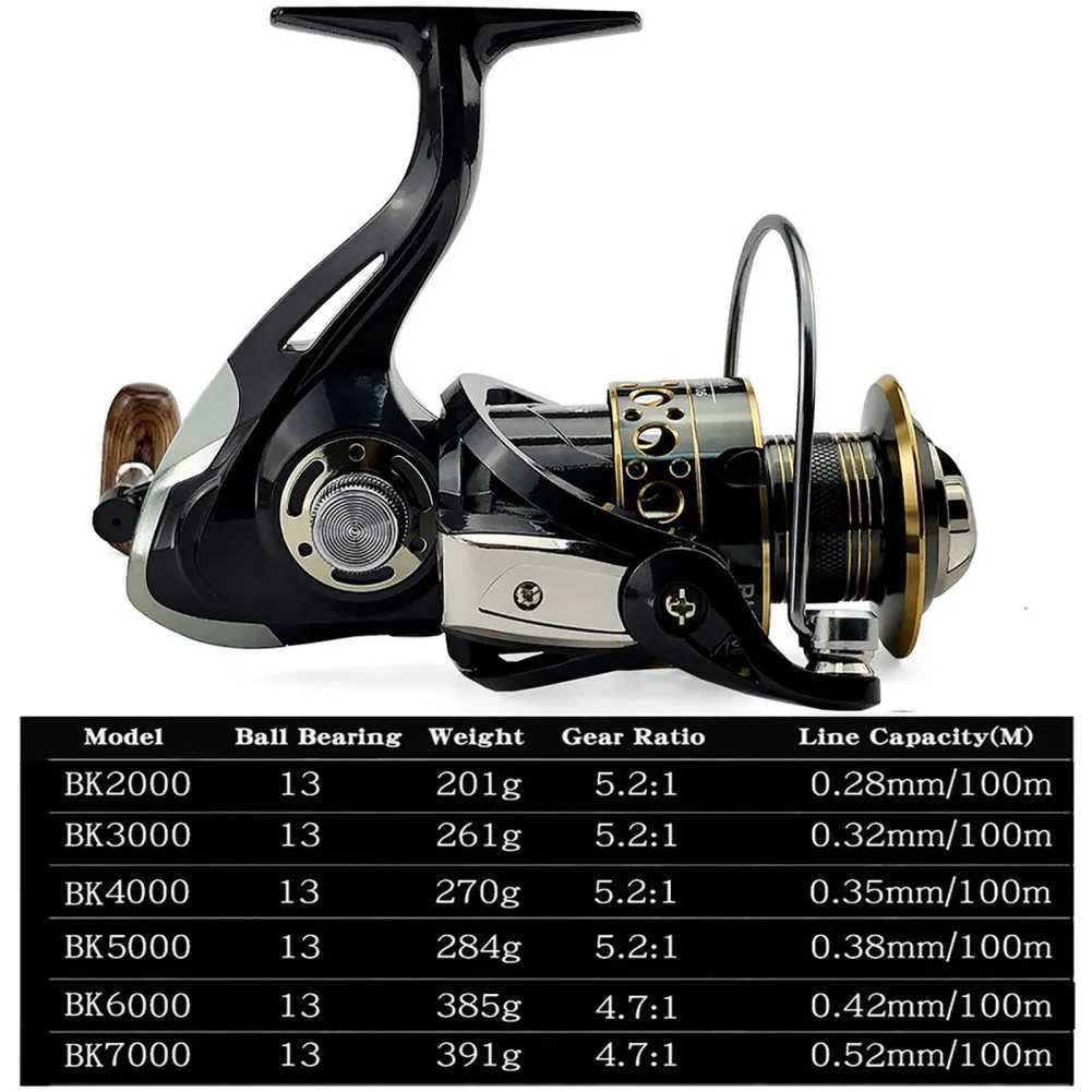 Spinning Fishing Reel Gear Ratio 5.2 1/4.7 1 13bb Bearing Long Casting Stainss Steel Bk2000-7000 Fishing ReelXJ241209