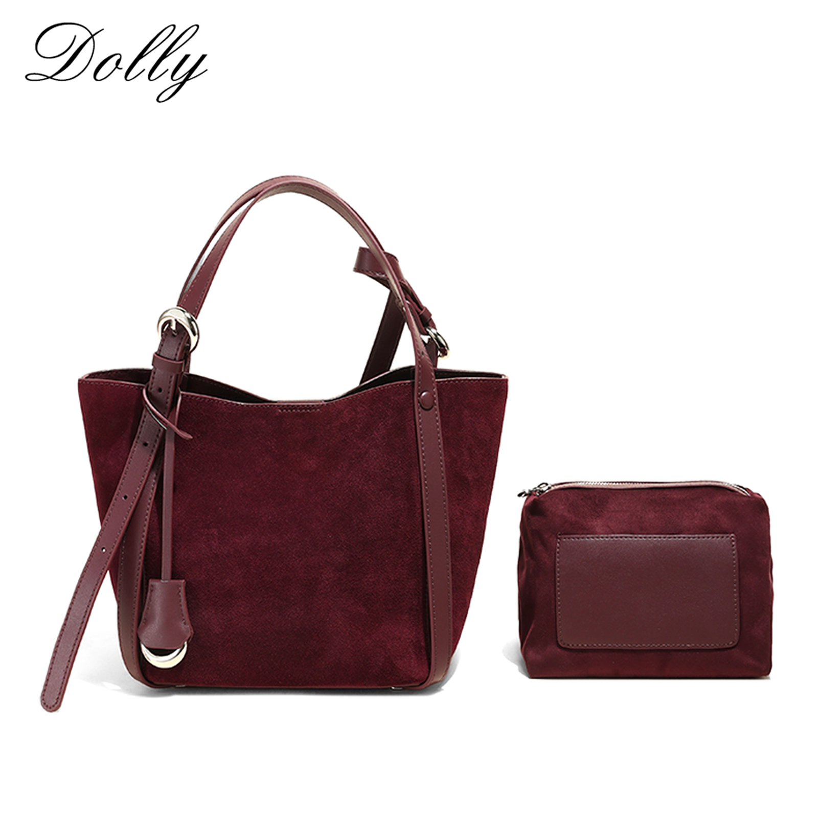 Leather Handbag Trendy Women Tote High Quality Basket Bucket Retro Matte Suede Shoulder Crossbody Bag