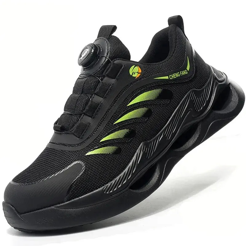 rotating buckle safety boots suitable for mens work sports shoes womens boots breathable steel toe caps safety perforated mens boots 241206