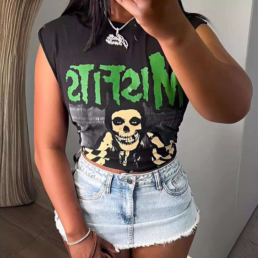 Summer American High Street Brand Fun Hot Stamping Loose Sleeveless Tank Top 2024 New Casual Fashion Trendy Clothing
