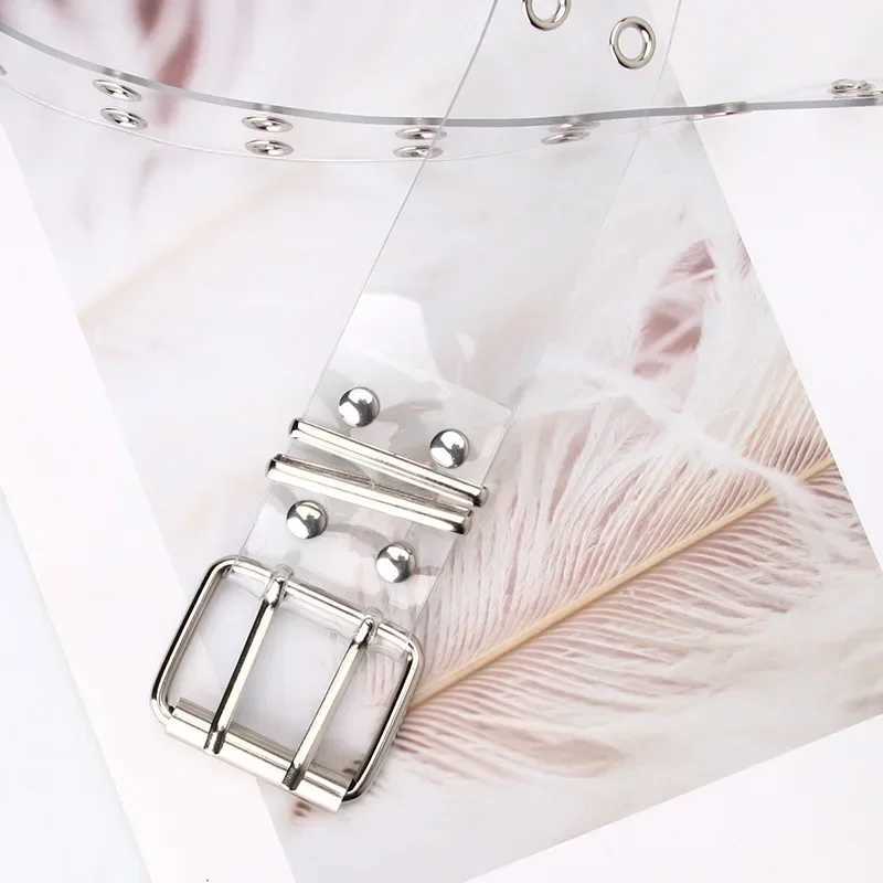 Fashionable PVC transparent tape punk style double perforated tape suitable for casual street chain straps jeans waistband X2412091