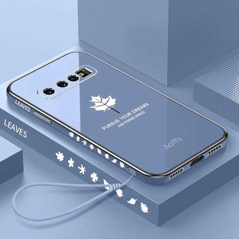 S 10 20fe Luxury Maple Leaf Tether Box for Galaxy S10 Plus S20 Ultra Fe S21 S22 Flat Silicone Cover S10plus Note10 M241209