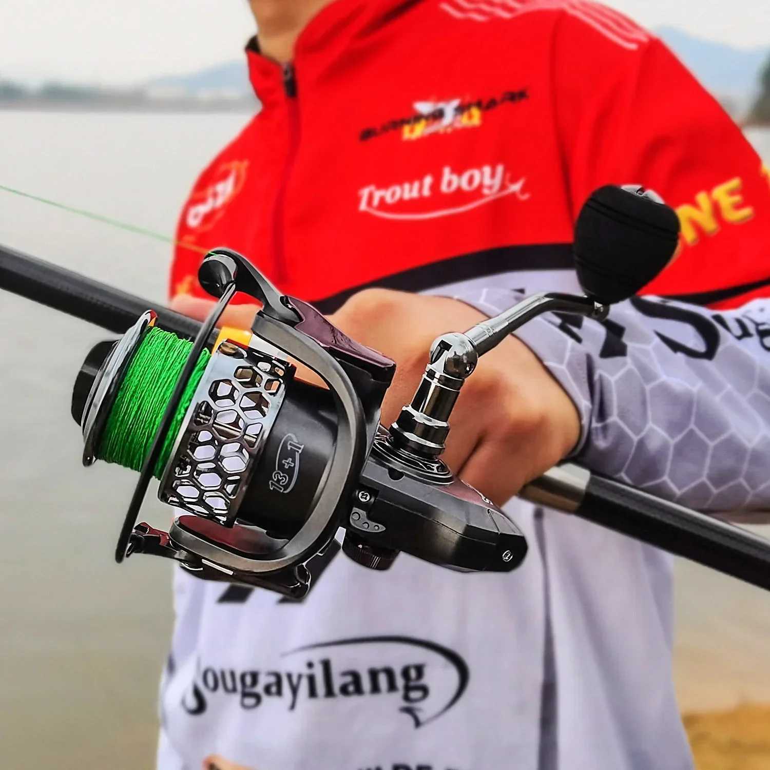 Sougayilang 13+1BB Spinning Fishing Reel High Speed Gear Ratio Aluminum Spool Light Weight Ultra Smooth Reel with Free SpoolXJ241209