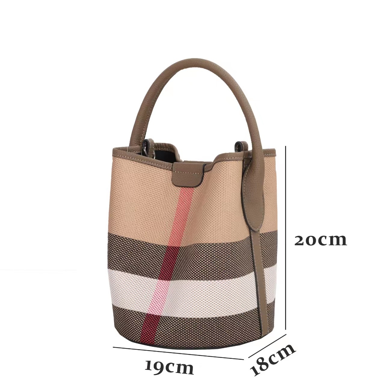 Advanced Leather Bucket Shaped Fashion Designer Multifunctional Checkered Handbag Single Shoulder Crossbody Bag