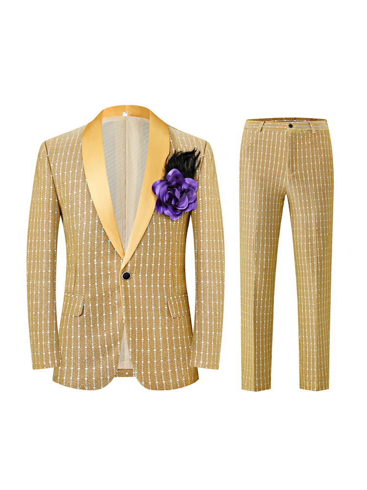 k899 Autumn Men's Slim Suit Jacket Banquet Host Dress Suit Set High Quality