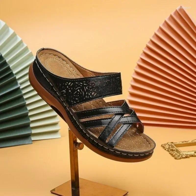 Sandals Women Summer Shoes Elegant Low Heels Slippers atos Mujer Wedge Heeled Female zhanyishengli