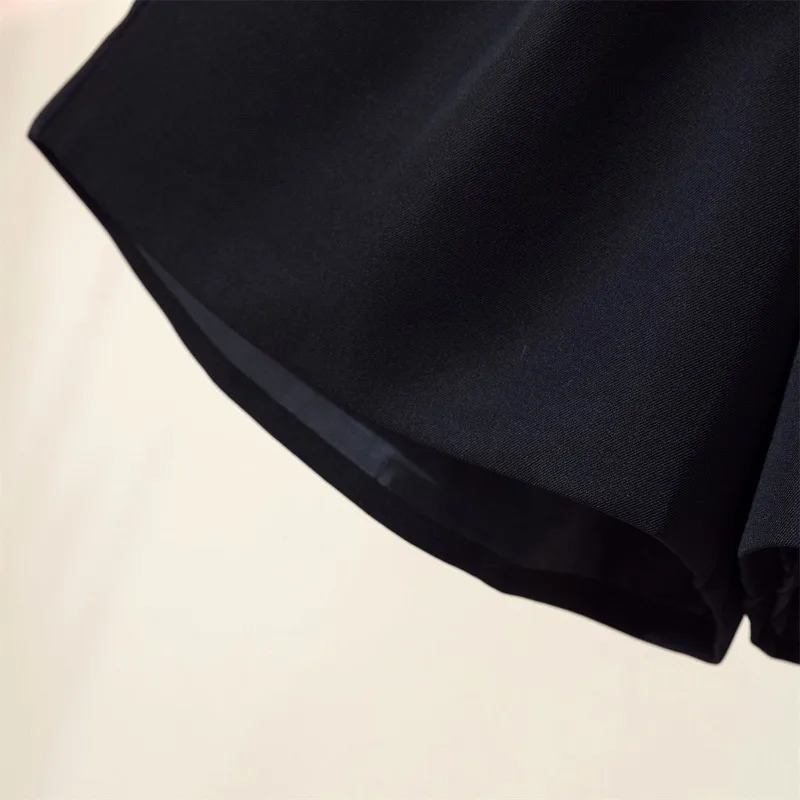 Korean Classic Shorts for Women Retro Loose Aesthetics High Waist Wide Waist Wide Legs Fashionable Women Solid Color Basic 241206