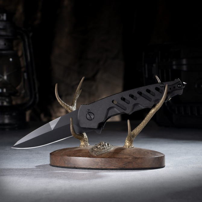 Top Quality NERO Flipper Folding Knife D2 Black Titanium Coating Blade Aviation Aluminum Handle Outdoor Camping Hiking Fishing EDC Pocket Knives