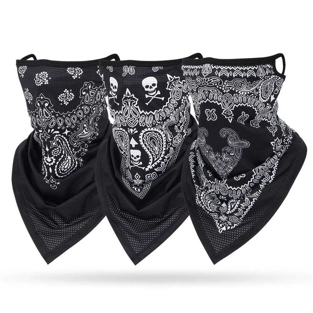 3pcsBlack White Red Bandanna Masks Earloops Mesh Breathable Paisley Bandana Triangle Face Neck Cover Balaclava Men Women ProtectiveXJ241209