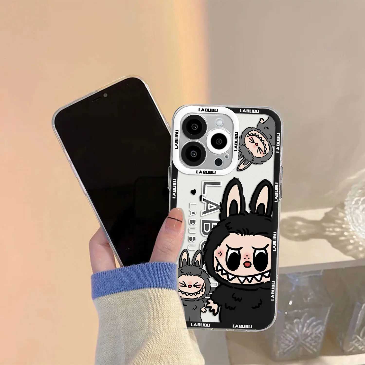 New Cute Doll LABUBU Phone Case Suitable for iPhone 16 15 14 13 12 11 Mini Pro Max X XR XSMax 7 8 Plus SE20 Transparent Cover M241209