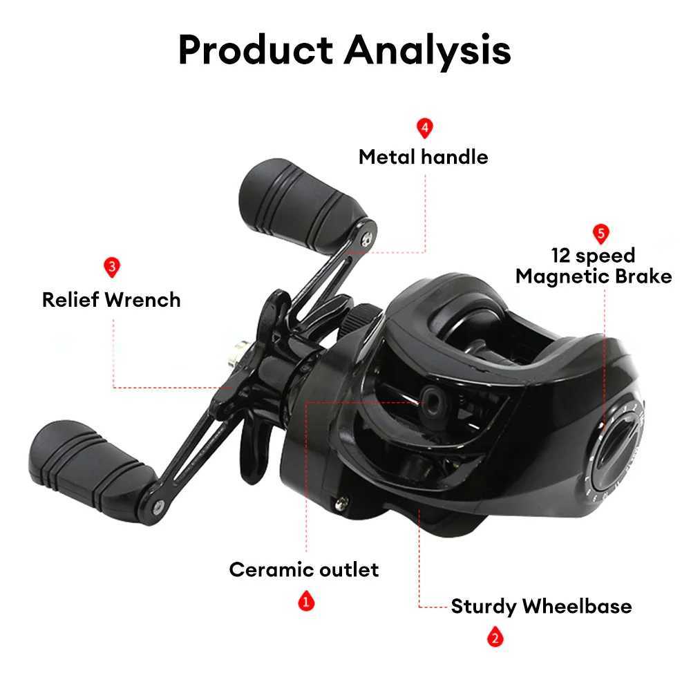 Baitcasting Reels 7.2/1 Gear Ratio Fishing Reels Wheel Max Drag 10kg Saltwater Freshwater 18+1BB for Beginners Fishing AccoryXJ241209