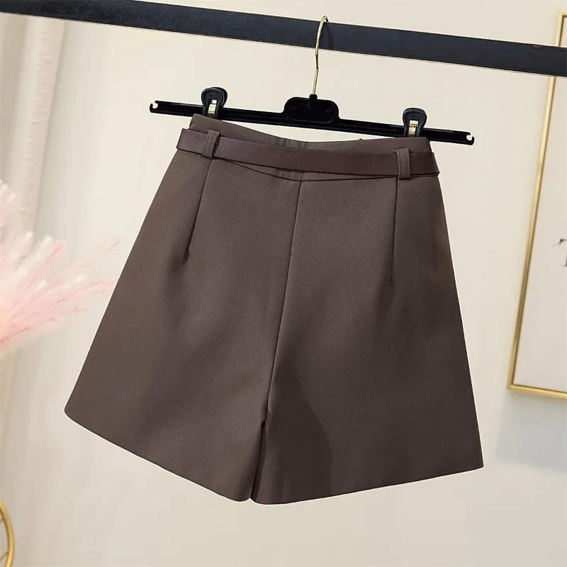 Korean Classic Shorts for Women Retro Loose Aesthetics High Waist Wide Waist Wide Legs Fashionable Women Solid Color Basic 241206