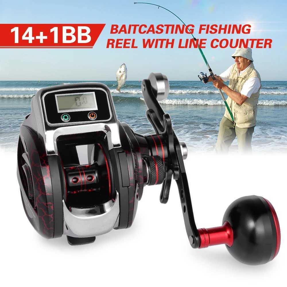 Full Metal 14+1BB ft / Right Fishing Reel with D Digital Display Ectronic Baitcasting Line Counter Reel 6.3 1 Casting ReelXJ241209