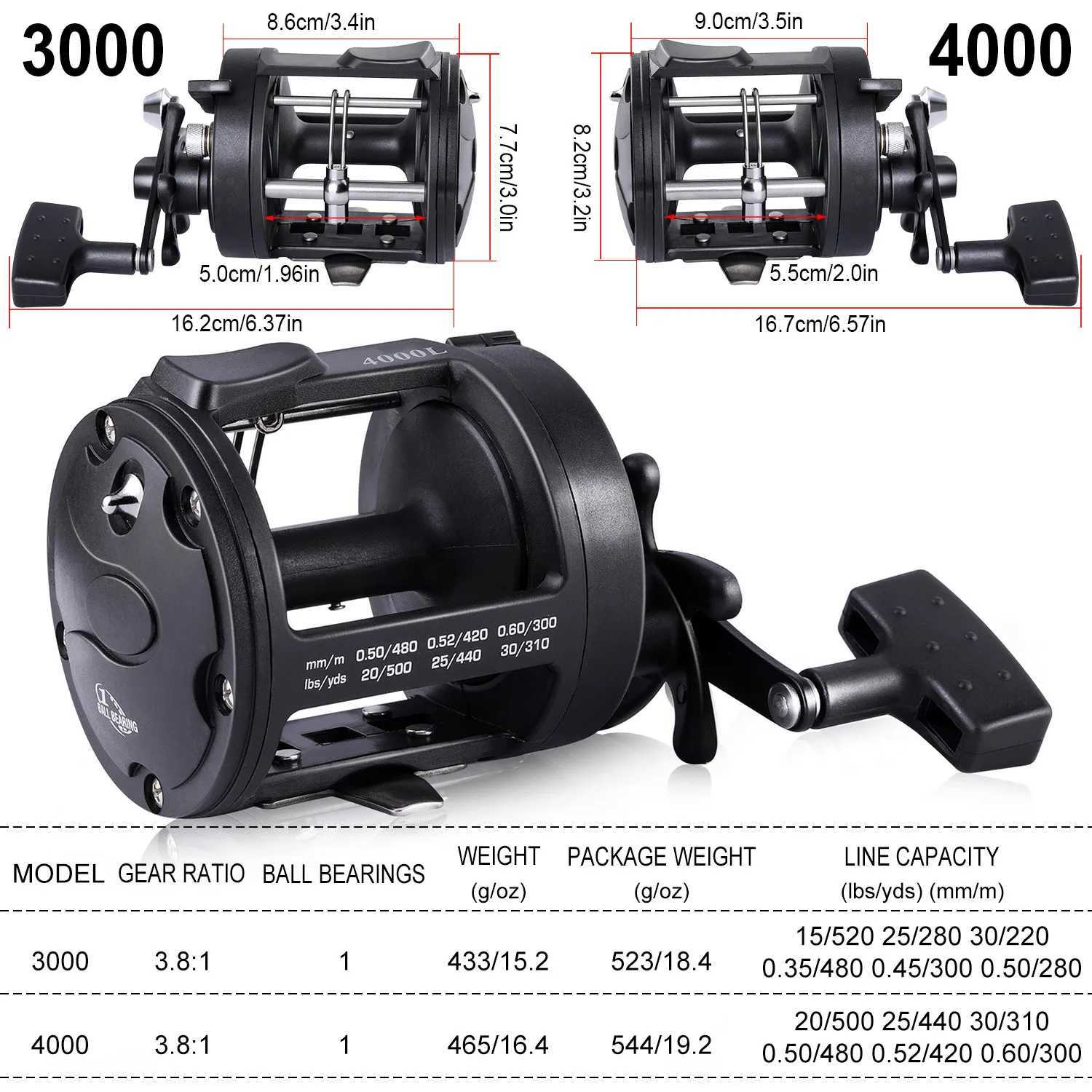 Sougayilang Trolling Reel Drum Fishing Reel ft/Right Hand Casting Sea Fishing Reel Large Line acity Baitcasting ReelXJ241209