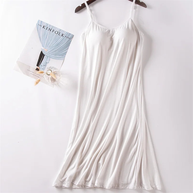 Comfort Soft Nightwear For Women Chest Pad Sexy Sleepwear Night Dress Modal Cotton Summer Nightgowns Female Sling Nightdress 241209