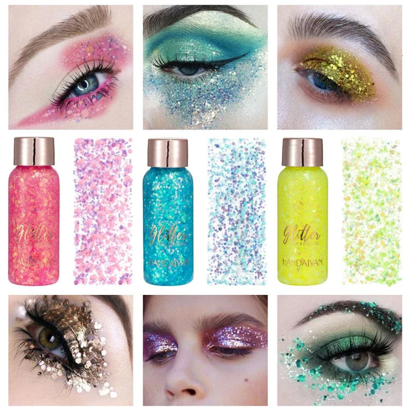 With Smear Spoon Multifunctional Eye Glitter Nail Hair Body Face Glitter Gel Art Flash Loose Sequins Cream Festival Glitter Deco 241209