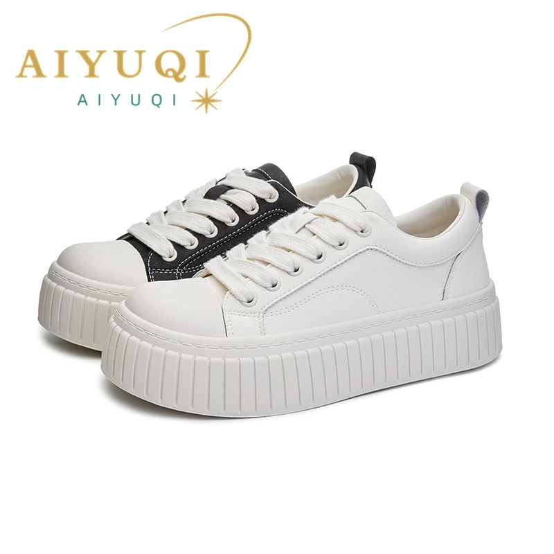 2024 Flat Shoes for Women White Sneakers Biscuit Shoes for Female Large Size Thick Bottom Heightening Shoes for Women's