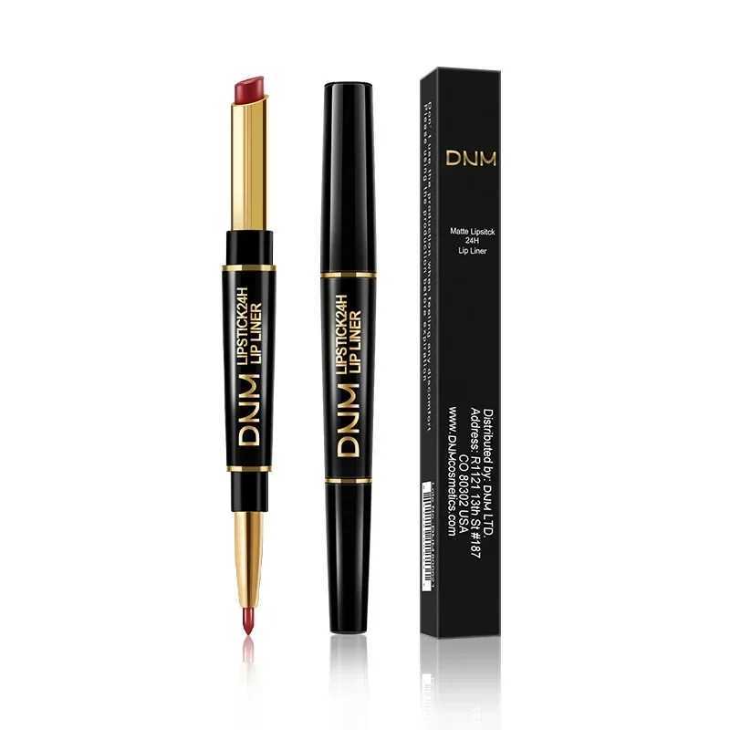 DNM Double-ended Matte Lipstick Pencil Non-stick Cup Long Lasting Lipstick Lip Liner Waterproof 2 In 1 Lip Stain Pencil MakeupXJ241209