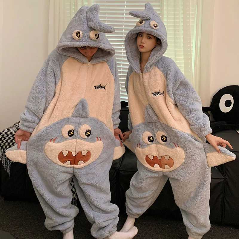 Flannel Unisex Winter Onesies For Adults Panda Pajama Women Anime Onesie Pajamas Overalls Lover Animal Hooded Sleepwear JumpsuitC241209C250109