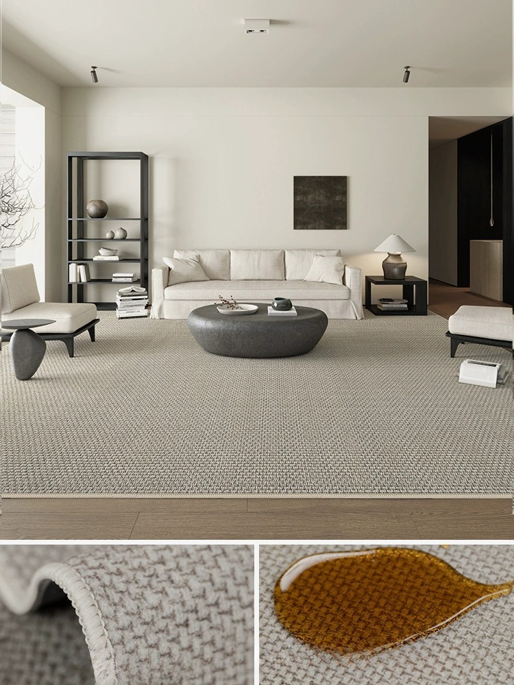 Carpet Living Room Solid Color Wabi-sabi 20 New Style Light Luxury Advanced Wash-free Wipeable Waterproof Simple Coffee Table Home Floor Mat H260226