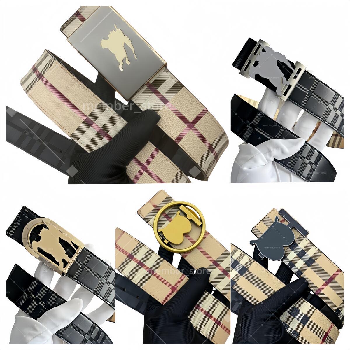 Designer men's luxurious high-quality belts for men designer fashionable classic plaid color blocked Retro leather b letter belt with box