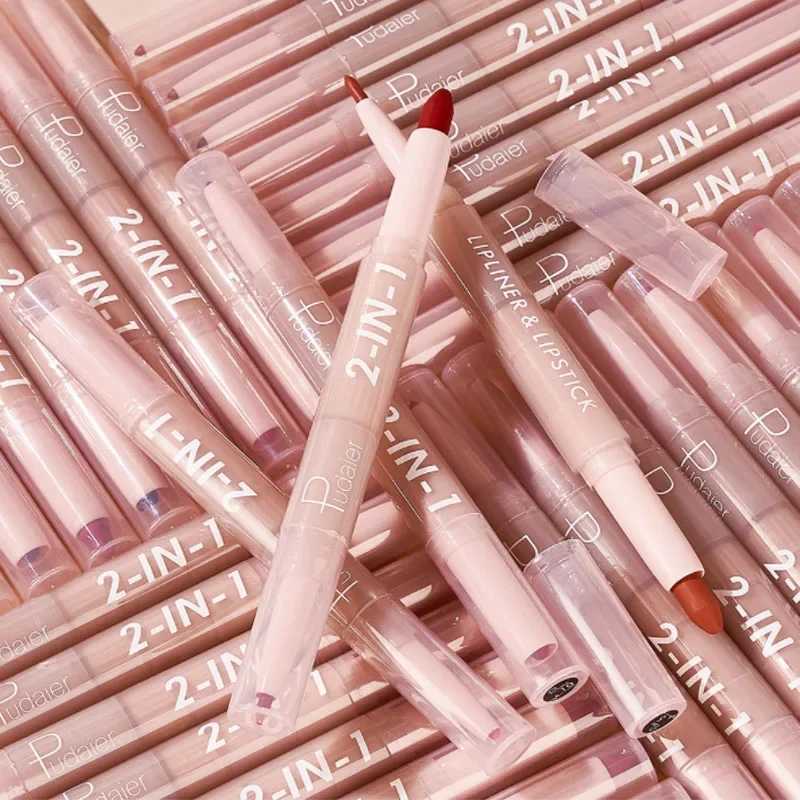 Silk Smooth Multicolor Double Head Lipliner Non Fading Matt European and American Lipstick Cosmetic Charming Red Brown Lip GlossXJ241209