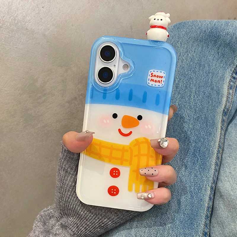 New Arrival Cute girl Christmas gift snowman doll phone case iPhone 16 Pro Max 15 14 13 soft silicone back cover Z241209
